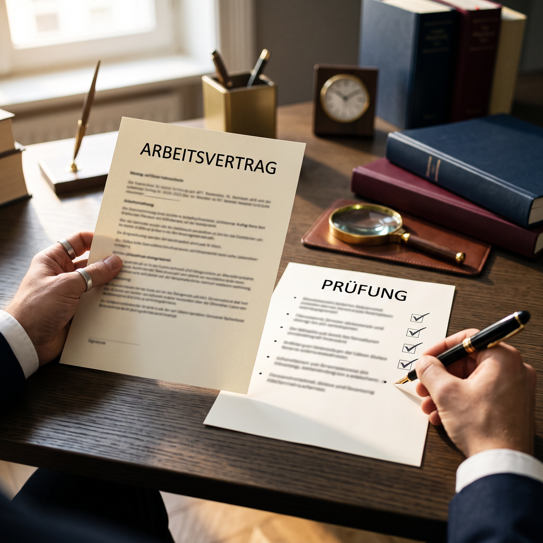 Person liest einen Arbeitsvertrag